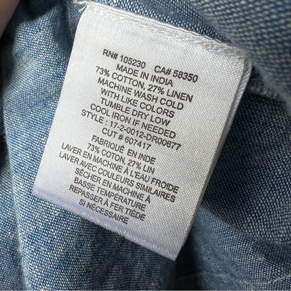 Like new Soft JOIE Blue Chambray Long sleeve drop waist dress Sz S - Picture 8 of 10